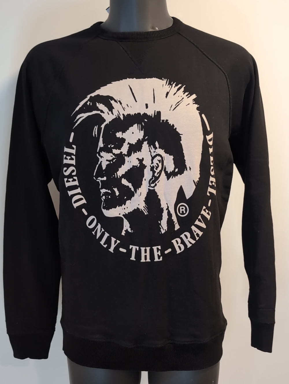Diesel Black Crewneck Sweatshirt Size Large with 'Only The Brave' Graphic